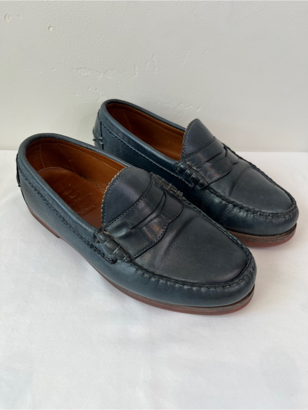 Allen Edmonds Sedona Blue Leather Penny Loafers Mens Size 8 3E EEE Wide 40041